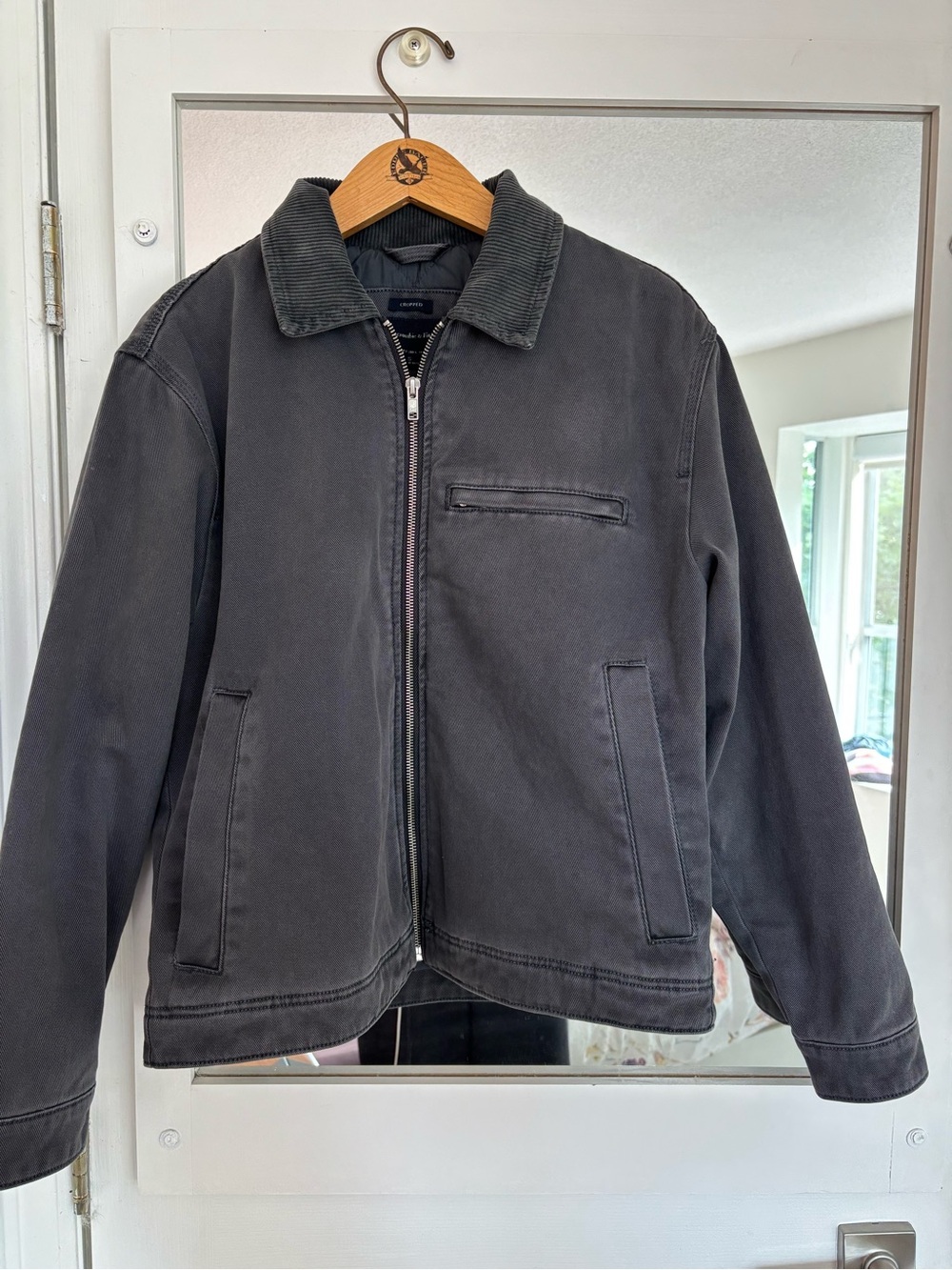 Abercrombie & Fitch Men's Charcoal Gray Zip-Up Work Jacket